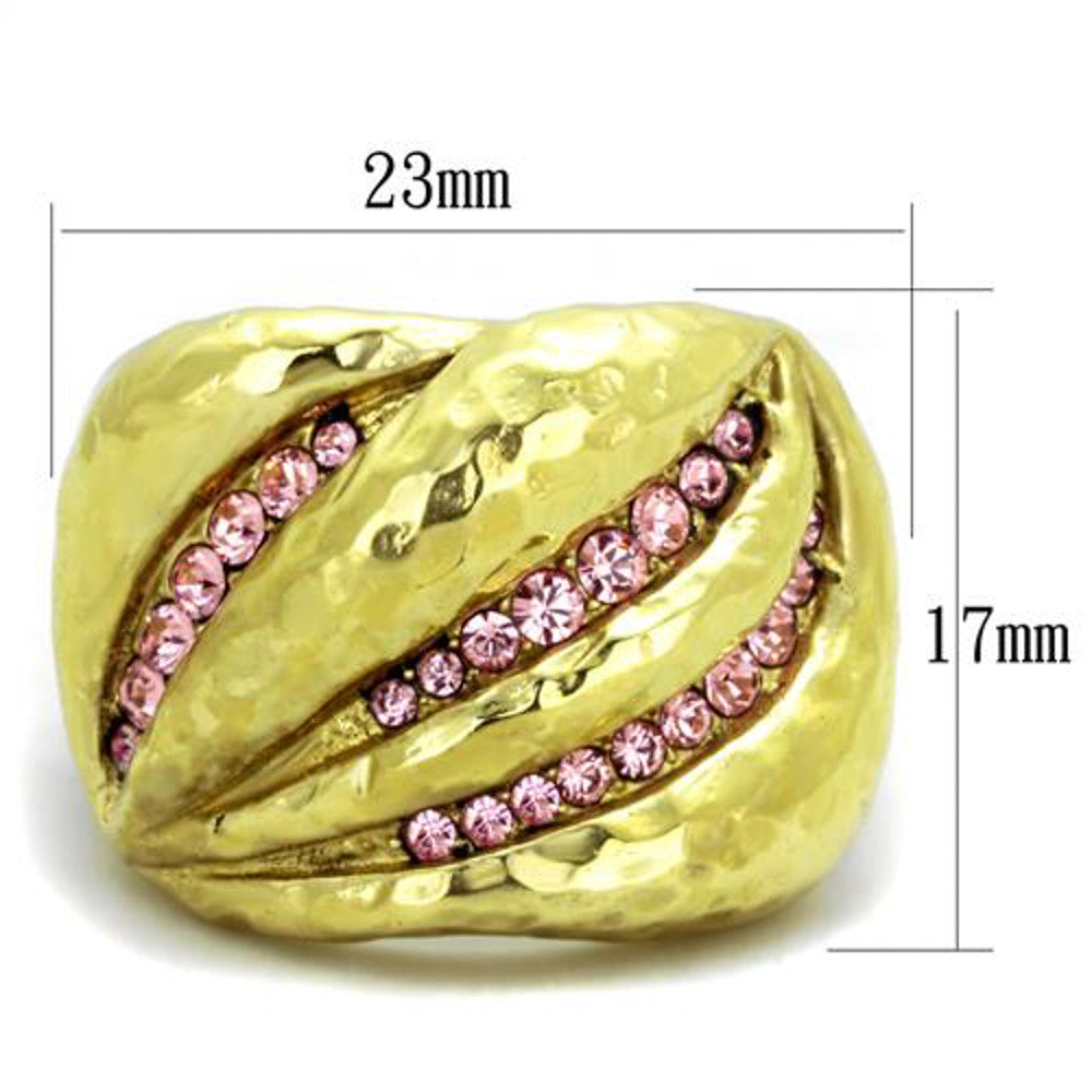 ARTK1638 Stainless Steel 14k Gold Plated Light Rose Crystal Cocktail Ring Women's Sz 5-10